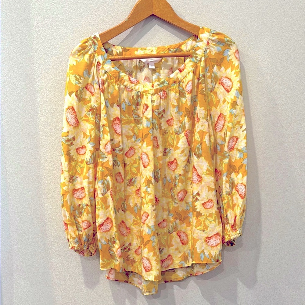 Lauren Conrad Floral Yellow Blouse Size‎ Medium